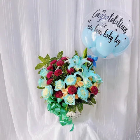 Baby Boy Bliss Balloon Arrangement