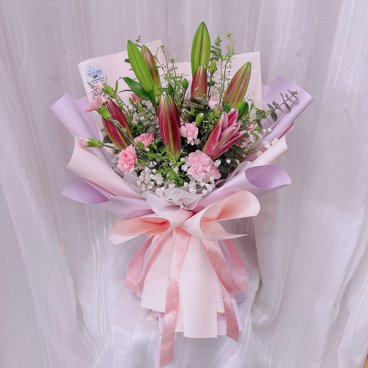 Pink Stargazer Lily & Carnation Bouquet