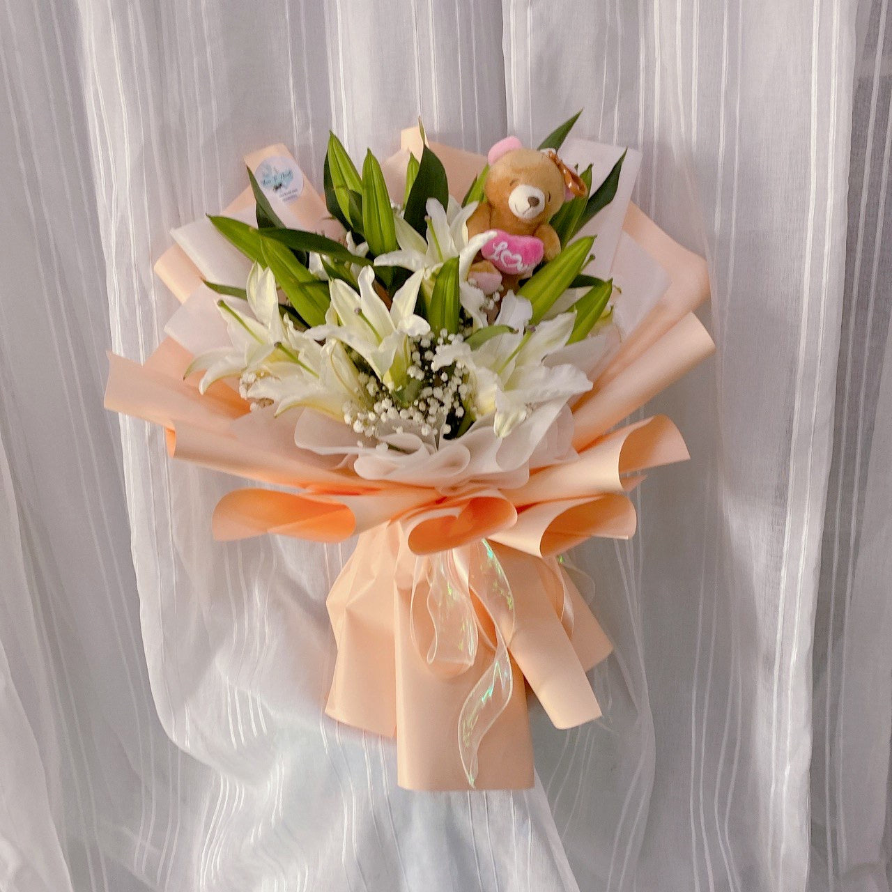 Sweet Lily & Teddy Bouquet