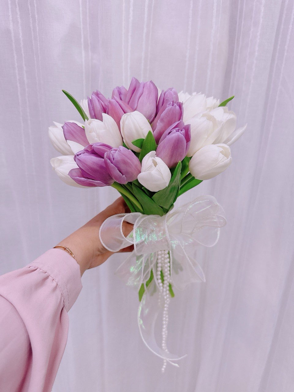Lavender & White Tulip Bridal Bouquet