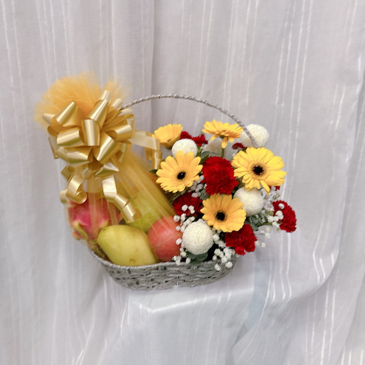 Golden Blessings Fruit & Flower Basket