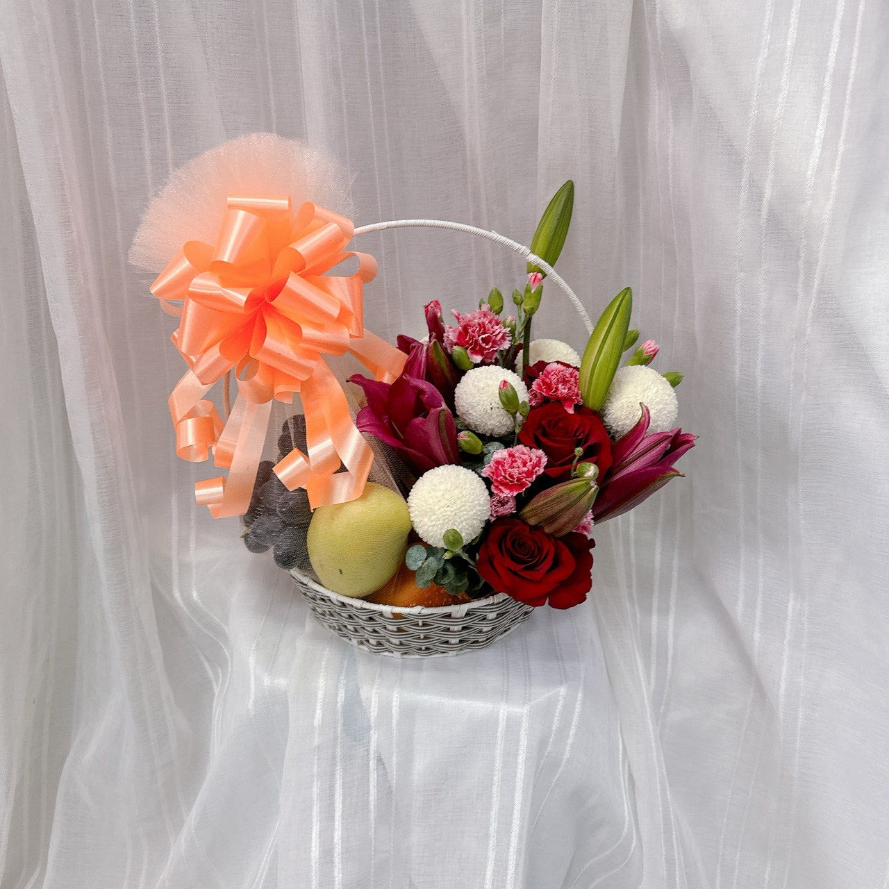 Elegant Ruby Fruit & Flower Basket