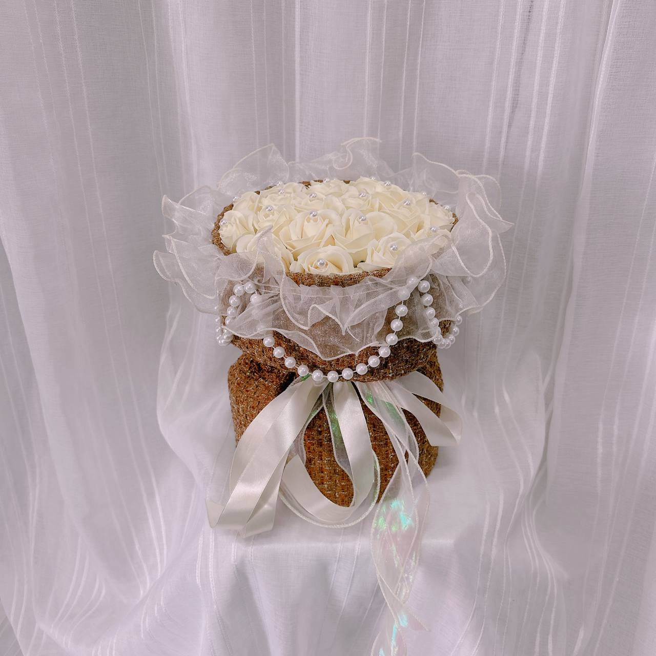 Ivory Whispers Soap Rose Basket