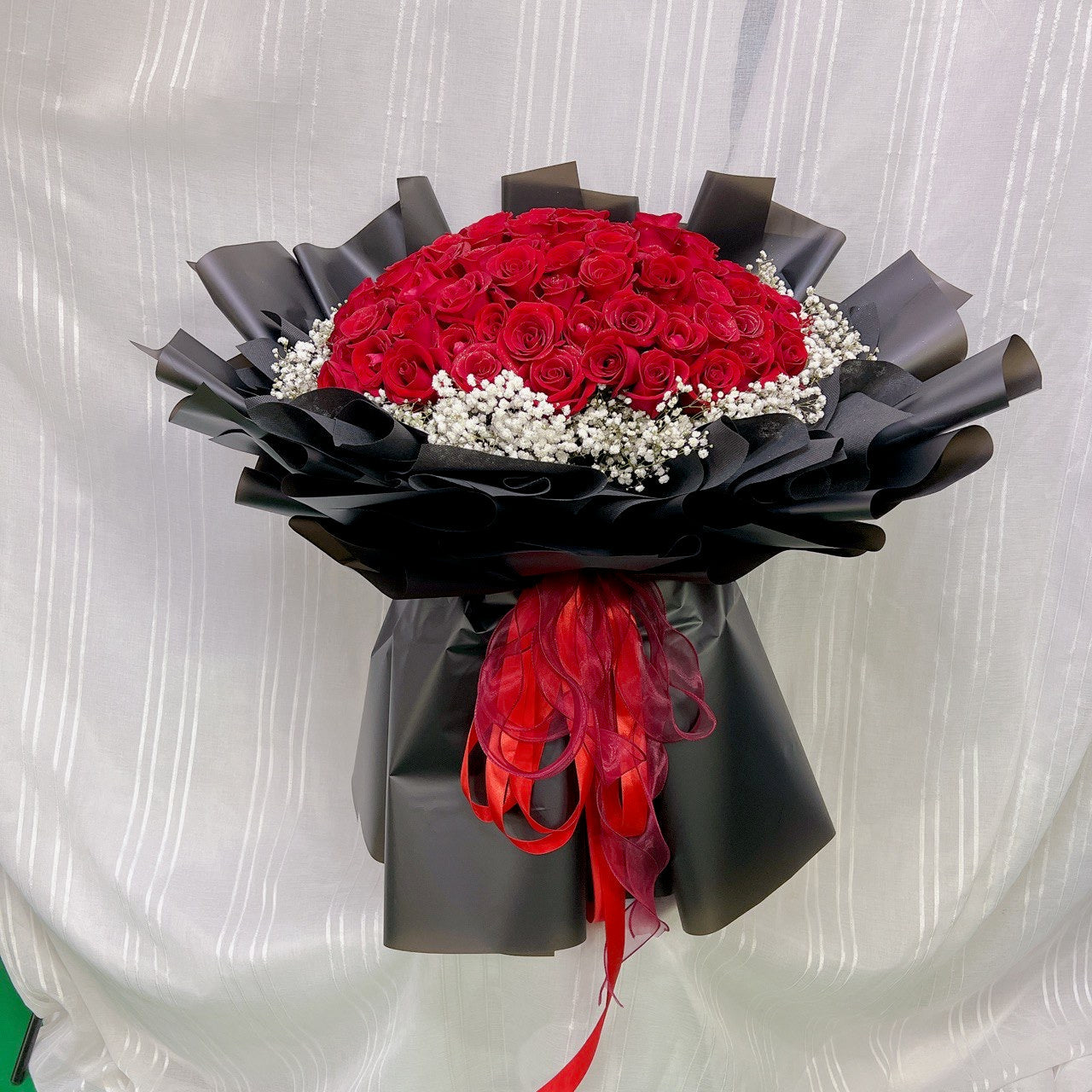 Midnight Elegance Red Rose Bouquet