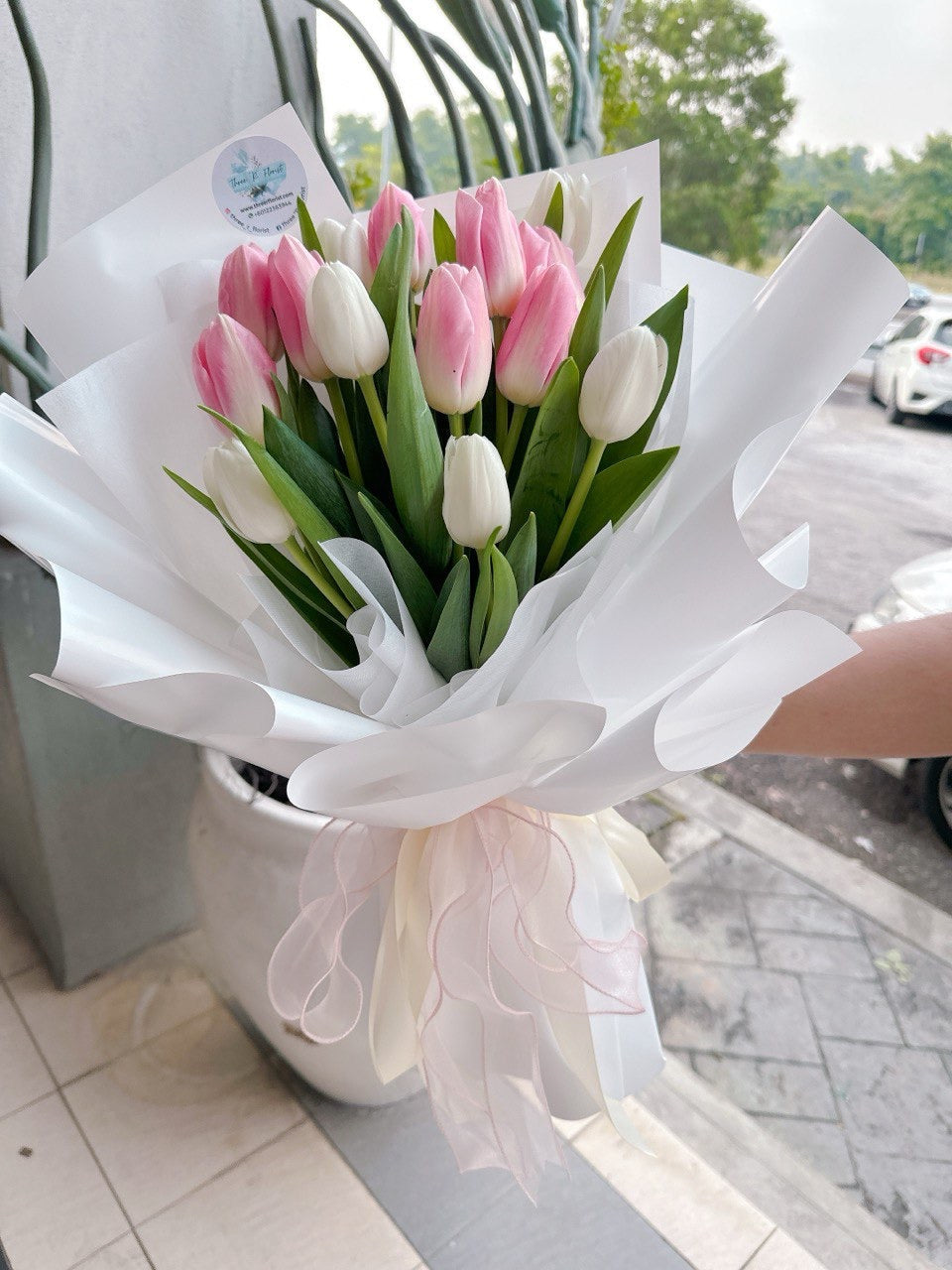 Pink & White Tulip Elegance