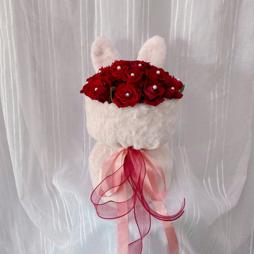 Bunny Love Red Rose Bouquet