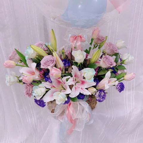 Pastel Grace Balloon Basket