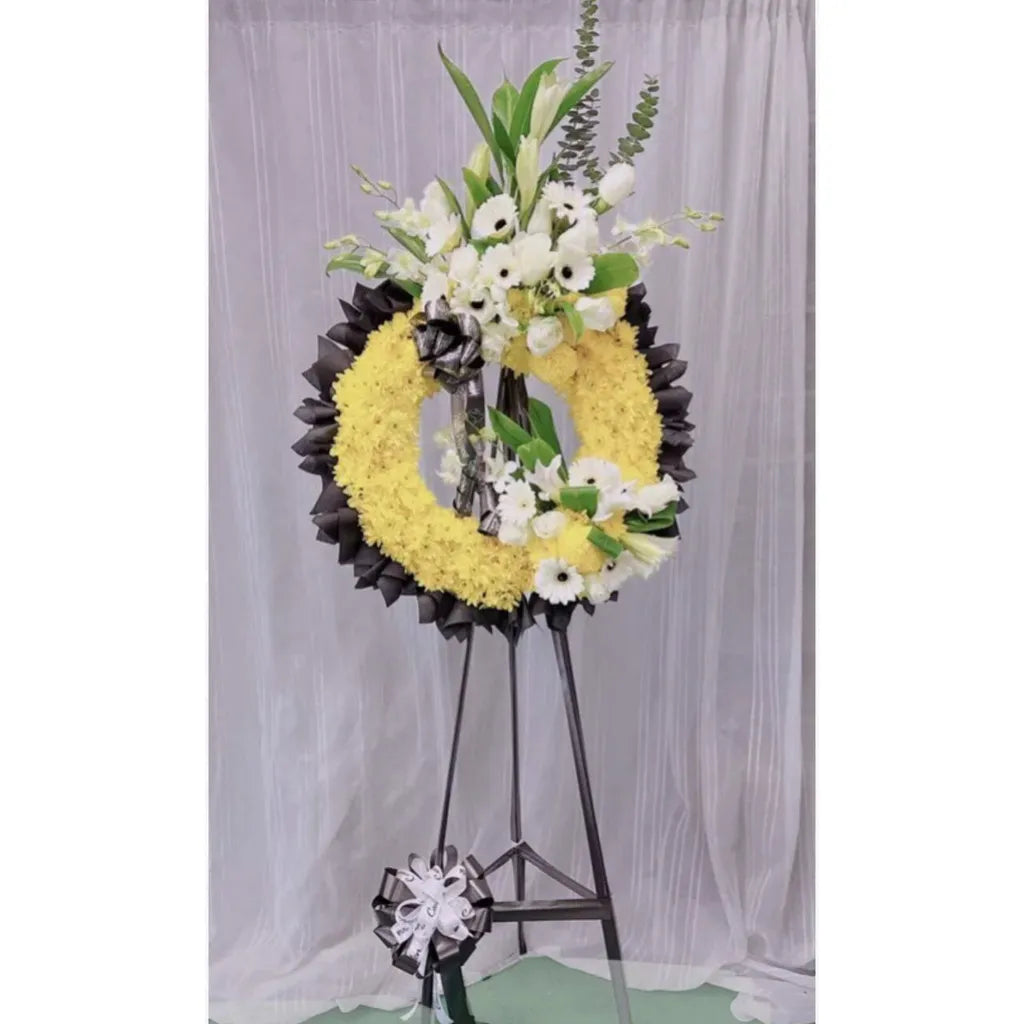 Golden Tribute Condolence Wreath Stand