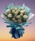 Sky Serenity White Rose Bouquet