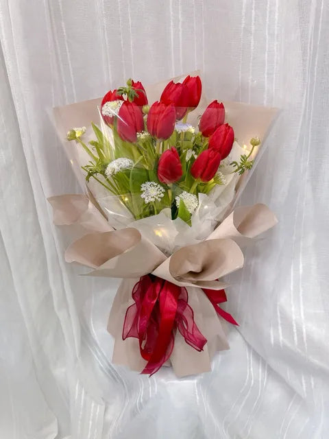 Scarlet Tulip Glow Bouquet